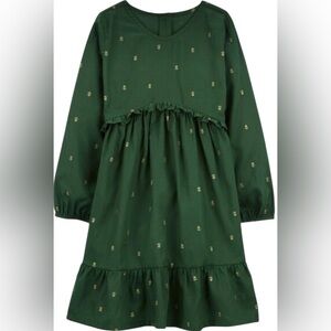 Carter's Green Floral Ruffle Long-Sleeve Dress for Girls sz 7/7A NWT!